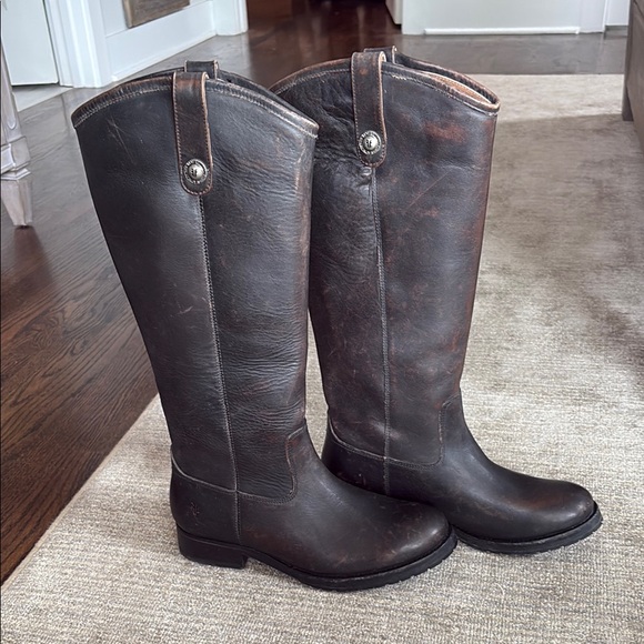 Black Frye Melissa Double Sole Button Lug Tall Boots - Picture 4 of 5